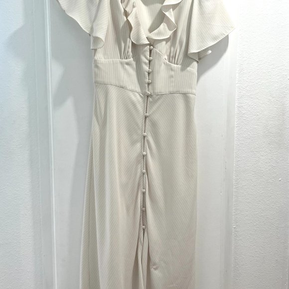 UO Urban Outfitters Light Striped Midi Dress with Buttons and Ruffle Sleeve - Picture 2 of 3